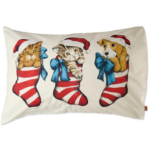 Sheets And Pillowcases: Kip & Co Festive Furbabies Organic Cotton Pillowcase