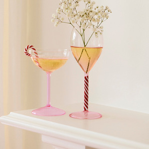 Glassware: Kip & Co Candy Cane Coupe Glass 2P Set