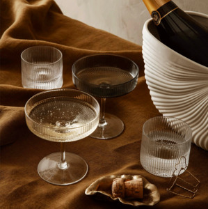 Glassware: Ferm Living Ripple Champagne Saucer - Set of 2 Clear