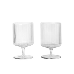 Ferm Living Ripple Wine Glasses - Clear Set of 2