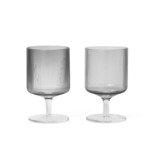 Ferm Living Ripple Wine Glasses - Smoked Set of 2