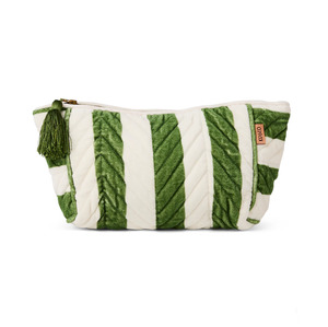 Cosmetic And Toiletries Bag: Kip & Co Moss Stripe Velvet Toiletry Bag