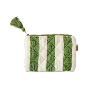 Kip & Co Moss Stripe Velvet Cosmetics Purse