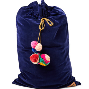 Bed: Kip & Co Navy Blue Velvet Santa Sack