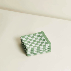 Baina Quill Organic Cotton Face Cloth Sage/Chalk