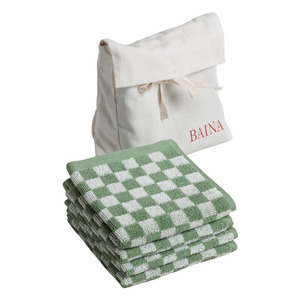 Towels Face Cloths And Bath Mats: Baina Face Cloth Set 01 sage & chalk