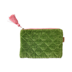 Cosmetic And Toiletries Bag: Kip & Co Moss Velvet Cosmetics Purse