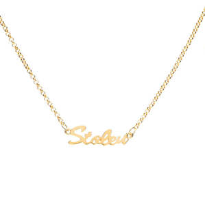 Stolen Girlfriends Club Heart Script Necklace Gold Plated