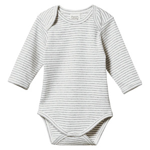 Nature Baby Long Sleeve Bodysuit - Grey Marl Stripe