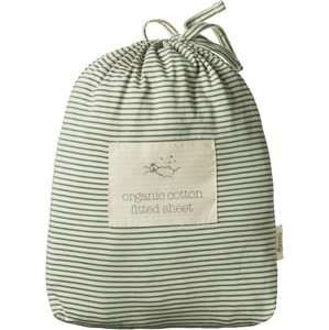 Childrens Bedding: Nature Baby Fitted Sheet Jersey Nettle Pinstripe