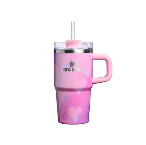 Travel Cups: Stanley Quencher Tumbler 20 OZ Powder Pink Heart Gradient