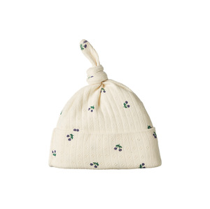 Nature Baby Pointelle Knotted Beanie Winter Berry Print
