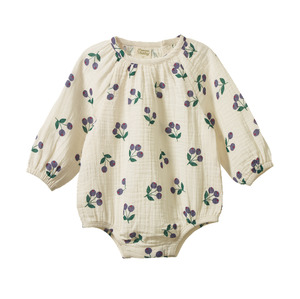 Childrens Clothing: Nature Baby Meadow Muslin Romper Winter Berry Natural Print
