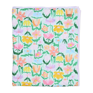 Childrens Bedding: Kip & Co Popping Flowers Green Organic Cotton Quilted Cot Bedspread
