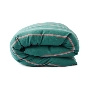 Duvet: Kip & Co Wakame Crush Stripe Linen Quilt Cover
