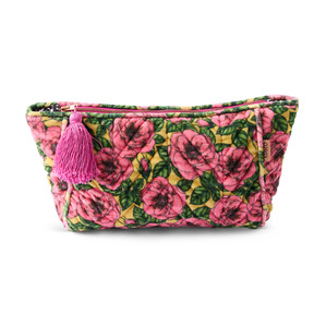 Cosmetic And Toiletries Bag: Kip & Co Golden Peony Velvet Toiletry Bag