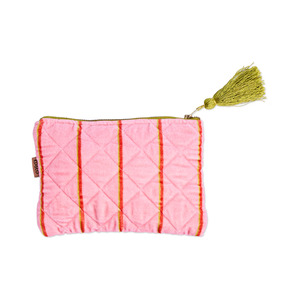 Cosmetic And Toiletries Bag: Kip & Co Wategos Soiree Stripe Velvet Cosmetics Purse