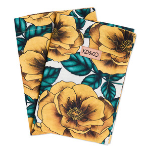 Kitchen Linens: Kip & Co Golden Peony 4P Napkin Set