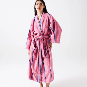 Dressing Gowns: Kip & Co Blushing Stripe Bamboo Terry Bath Robe