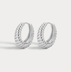 Luv Aj Ridged Marbella Hoops- Silver