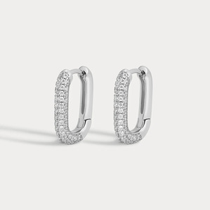 Luv Aj Pave Chain Link Huggies- Silver