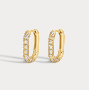 Luv Aj Pave Chain Link Huggies- Gold