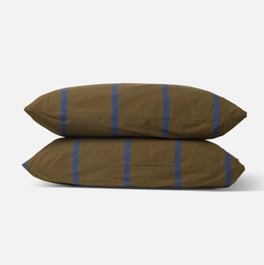 Sheets And Pillowcases: Citta Duo Pillowcase Set - Ivy/Aegean
