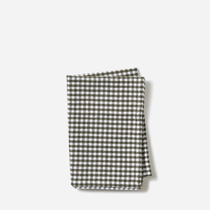 Citta Gingham Washed Cotton Tea Towel Olive