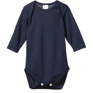 Childrens Clothing: Nature Baby Merino Long Sleeve Bodysuit Navy