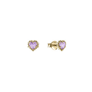 New Arrivals: Stolen Girlfriends Club Dahlia's Heart Stud Earrings Pink Amethyst - Gold