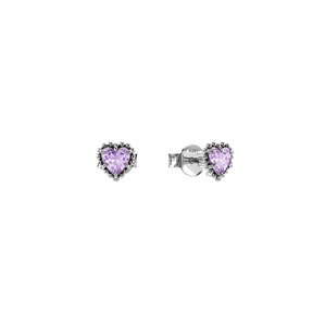 Stolen Girlfriends Club Dahlia's Heart Stud Earrings Pink Amethyst