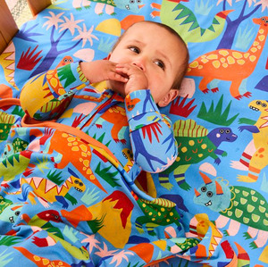 Childrens Bedding: Kip & Co Dinosaur Roar Organic Cotton Baby Fitted Sheet