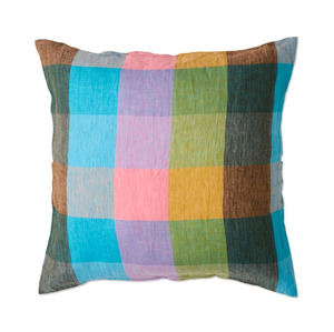 Sheets And Pillowcases: Kip & Co Sorbet Tartan Linen European Pillowcases