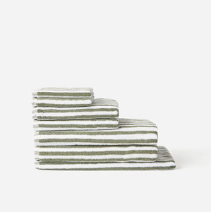 Citta Wide Stripe Cotton Towel Range Olive/White