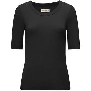 All Tops: Mezz Women's Cotton Rib Knit T-Shirt | Black