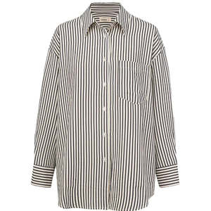 All Tops: Sassy Women's Long Sleeve Striped Shirt | Navy Blue & White