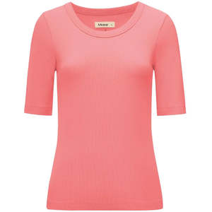 Mezz Women's Cotton Rib Knit T-Shirt | Sunset Coral