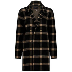 Sale: Mila Women's Knit Coatigan - Black Barley Check
