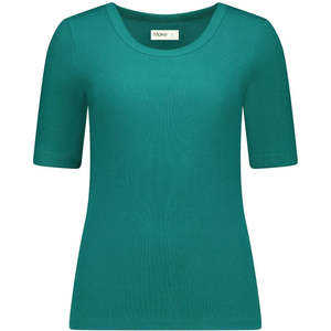 Meme Women's Cotton Ribbed Tee - Dynasty Green