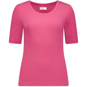 Meme Women's Cotton Ribbed Tee - Hot Pink
