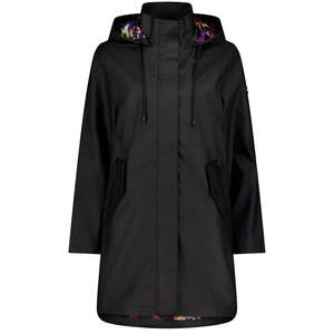 Billie Women's Rain Coat - Moke x Evie Kemp - Black with Purple Fleur