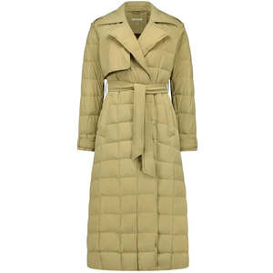 Trench Coat: Maisey Women's 90/10 Stretch Down Trench Coat - Mushroom