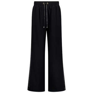 Indiana Women's Wide Leg Pants - Black with Satin