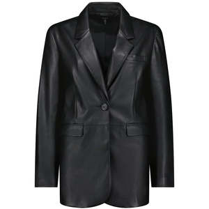 Emmy Women's Faux Leather Blazer - Black