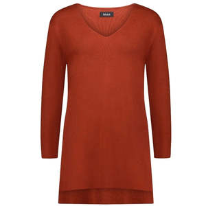 Clearance: Abby 2.0 Women's V Neck Sweater - Intense Rust