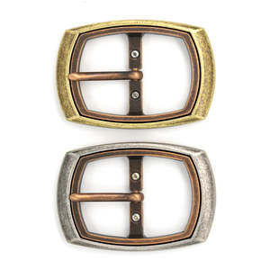 Leathercraft Buckles Belt Buckles: IVAN Two Tone Legend Center Bar Buckle