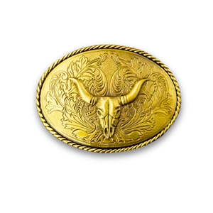 Leathercraft Buckles Trophy Buckles: IVAN Steer Skull Oval Trophy Buckle