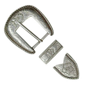 Leathercraft Buckles Buckle Sets: IVAN Rope Floral Buckle Set