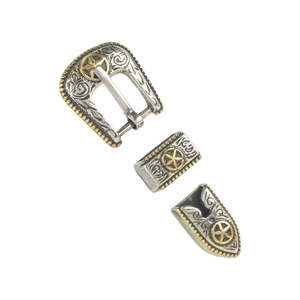 Leathercraft Buckles Buckle Sets: IVAN Two Tone Texas Star Buckle Set