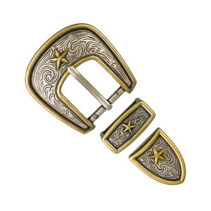 IVAN Two-Tone Star Engraved Buckle Set